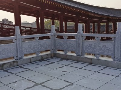 寺庙精雕花岗岩石栏杆安装效果图